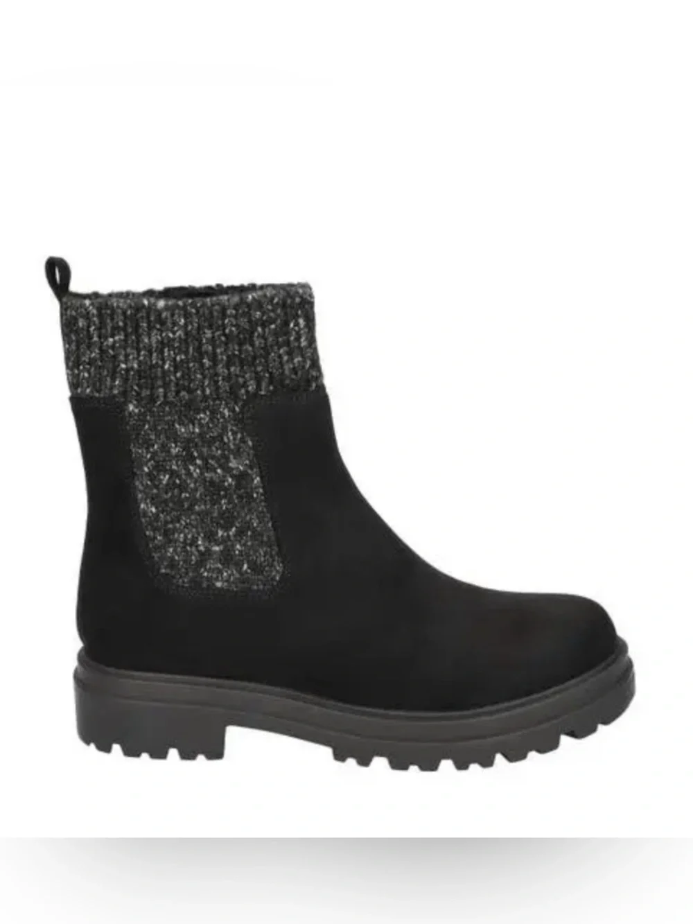 Bella Vita Black Ankle Boot with Charcoal Knit Cuff Size 6